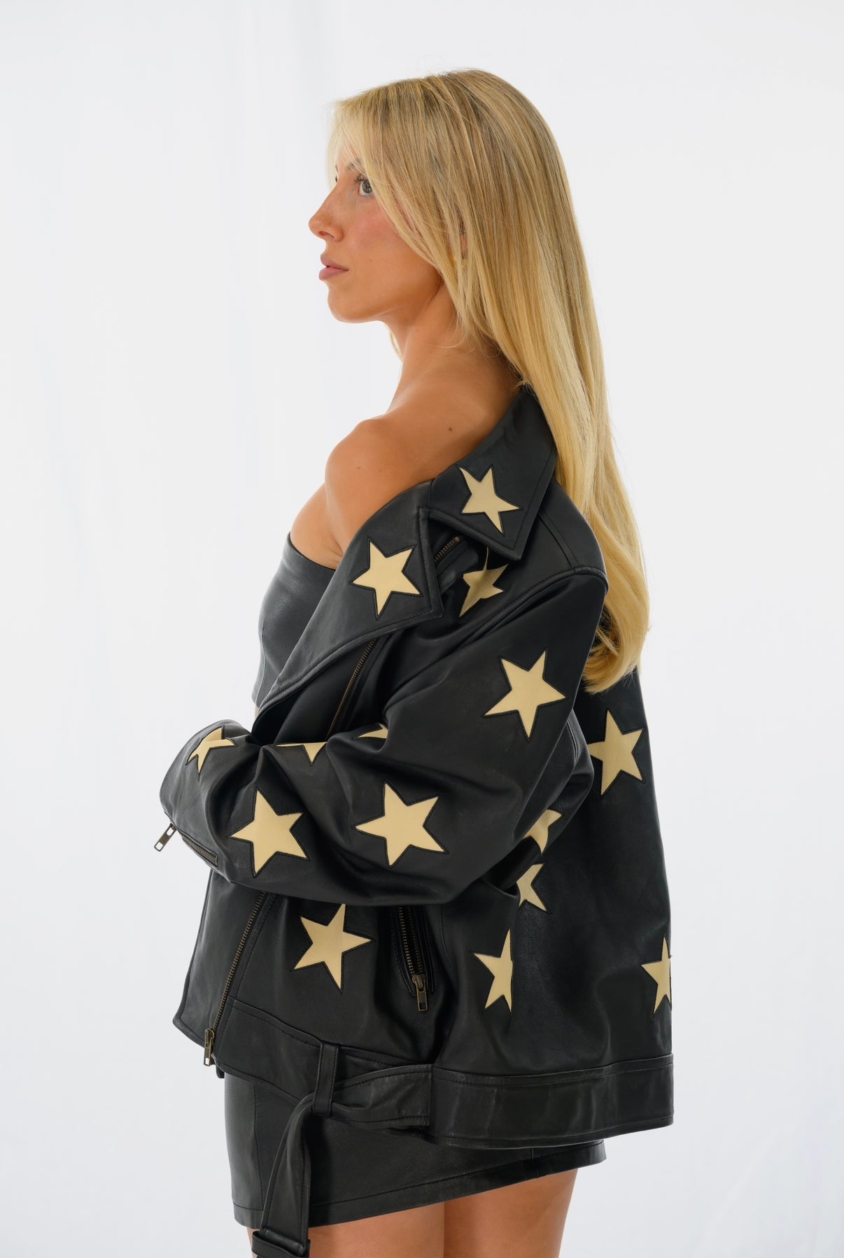 Kurt Oversized Biker Jacket in Black