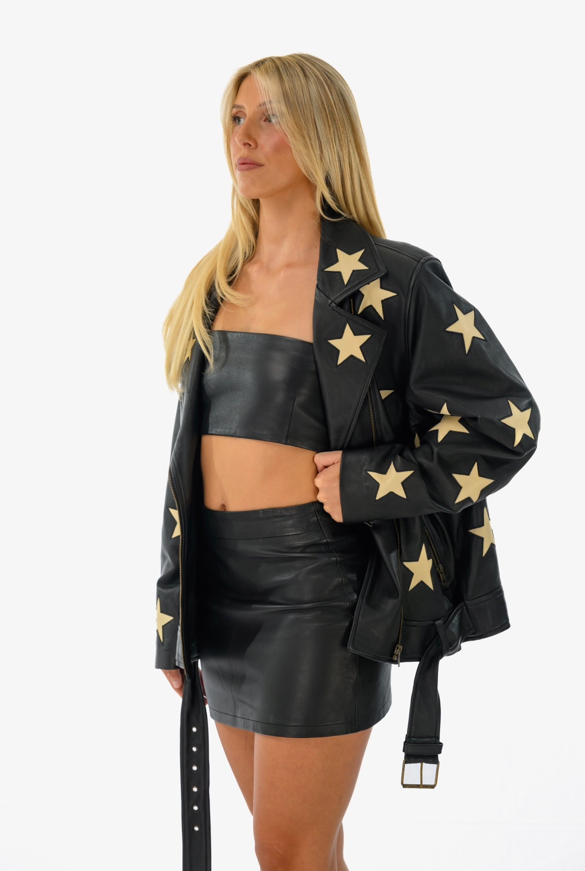 Kurt Oversized Biker Jacket in Black