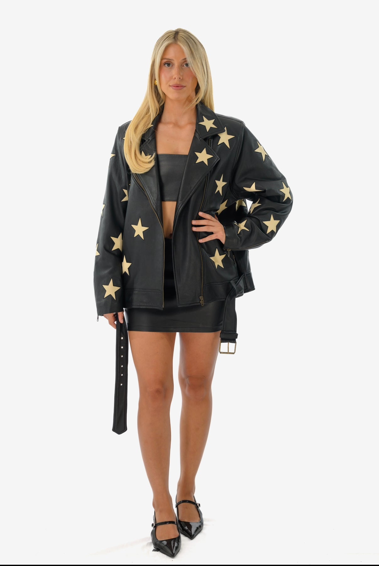 Kurt Oversized Biker Jacket in Black